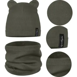 czapka-komin-komplet-dzieciecy-z-uszkami-jesien-jesienny-42-46-oliwka