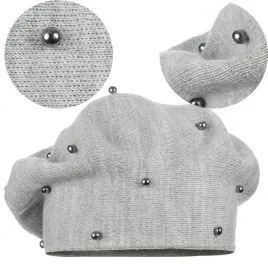 beret-damski-klasyczny-zimowy-produkt-polski-majka-perelki-szary
