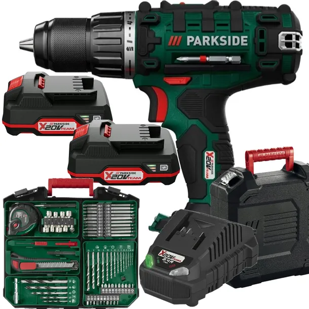 WKRĘTARKA PARKSIDE NAJNOWSZA + 2x BATERIA 2.0Ah + 73x AKCESORIA