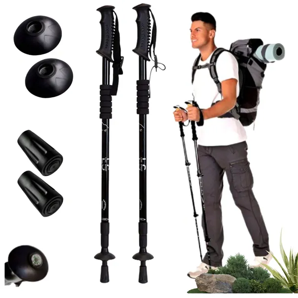 KIJE TREKKINGOWE DO CHODZENIA KIJKI REGULOWANE NORDIC WALKING + NAKŁADKI