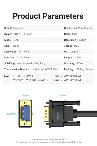 kabel-1m-vga-3-6-vention-stan-nowy-kod-producenta-em50