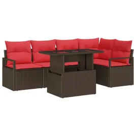 zestaw-sof-na-ogrod-6-szt-brazowy-i-czerwony-polirattan
