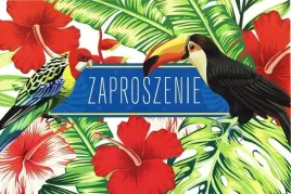 zaproszenie-z-tropikalnym-motywem-tukan-i-papuga