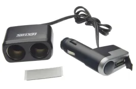ladowarka-usb-1a-2x-gniazdo-zapalniczki-60w-12v
