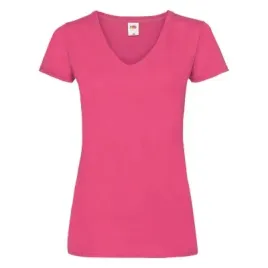 t-shirt-koszulka-damska-dekolt-v-fruit-of-the-loom-613980-fuksja-roz-xs