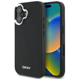 dkny-dkhmp16spscmclk-iphone-16-6-1-czarny-black-hardcase-plain-silver-logo