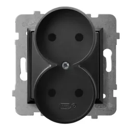 ospel-aria-czarny-gniazdo-podwojne-do-ramki-gp-2ur-m-33