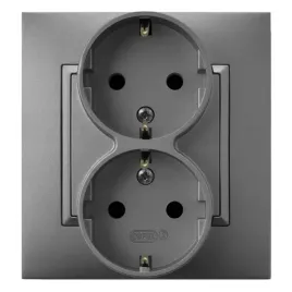 ospel-aria-szary-mat-gniazdo-podwojne-0-schuko-gp-2us-m-70