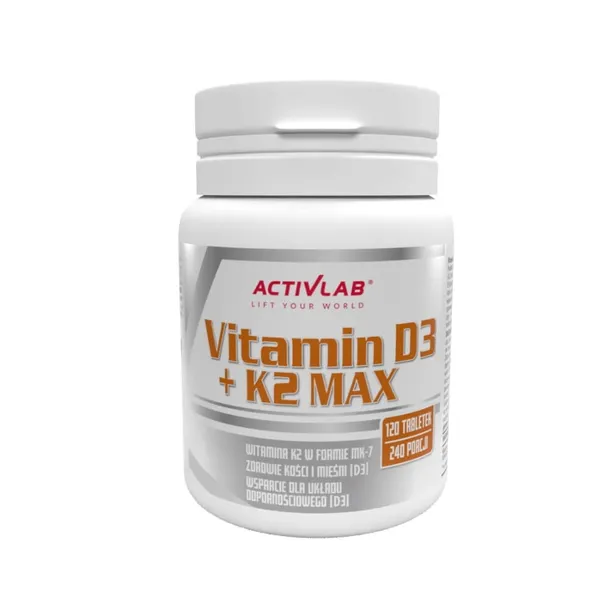 WITAMINA D3 K2 ODPORNOŚĆ Activlab Vitamin D3+K2 max 4000 120 tabl.