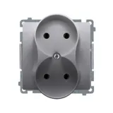 simon-basic-inox-gniazdo-podwojne-bmg2m-01-21