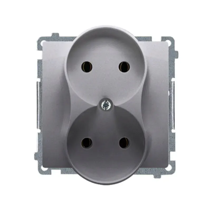 simon-basic-inox-gniazdo-podwojne-bmg2m-01-21-stan-nowy