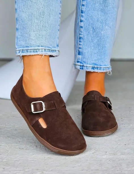Barefoot Skórzane Zamszowe Mokasyny Czekoladowe 38