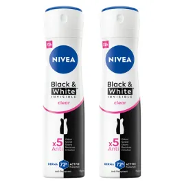 2-x-nivea-black-and-white-invisible-clear-antyperspirant-w-sprayu-150-ml
