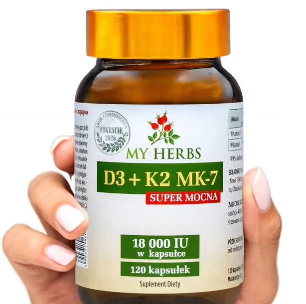 D3+K2 MK-7 18 000 IU SUPER MOCNA FORMUŁA 120 KAPSUŁEK
