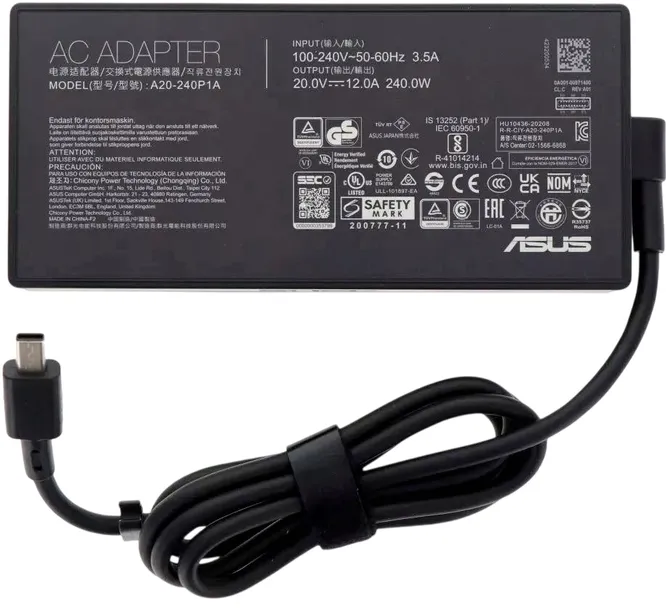 Nowy Oryginalny Zasilacz ładowarka 240W ASUS FA608UM wtyczka rectangle
