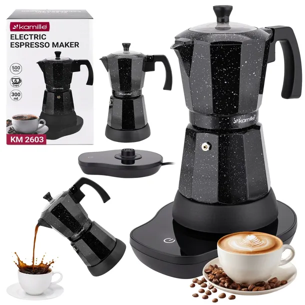 Kawiarka 300 ml Elektryczna Zaparzacz Ekspres Do Kawy Espresso 500W Kamille