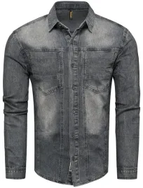 koszula-meska-jeans-szara-na-guziki-slim-rozmiar-s