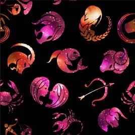 dzianina-jersey-druk-cyfrowy-znaki-zodiaku-rozowo-pomaranczowe-na-czarnym-t