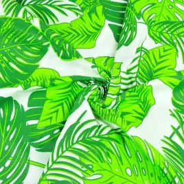 bawelna-100percent-liscie-duze-monstera-zielone-na-bialym-tle
