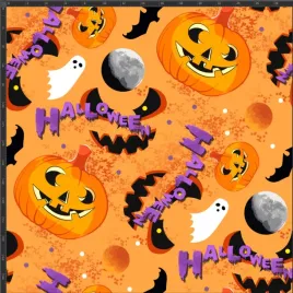 dzianina-jersey-druk-cyfrowy-dynie-halloween-na-pomaranczowym-tle