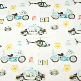 bawelna-100percent-policja-niebiesko-zolta-na-bialym-tle