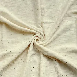 muslin-double-gauze-ecru-ivory-w-zlote-kropki