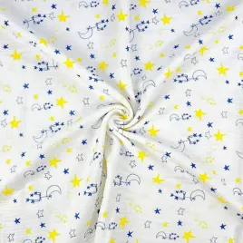 muslin-double-gauze-drukowany-gwiazdozbior-granatowo-zolty