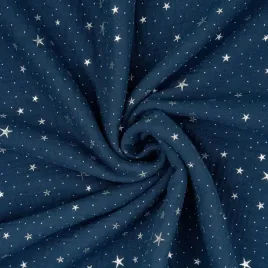 muslin-double-gauze-ciemny-granatowy-dark-navy-w-srebrne-gwiazdki