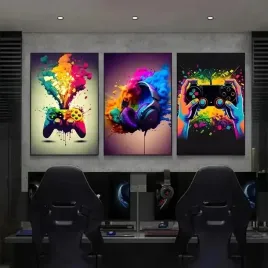 zestaw-trzech-plakatow-gamer-a3-w-ramie-sluchawki-pad-dekroacja