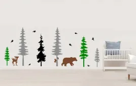 naklejka-scienna-las-niedzwiedzie-choinki-natura