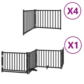 skladana-bramka-dla-psa-z-drzwiami-12-paneli-czarna-960-cm