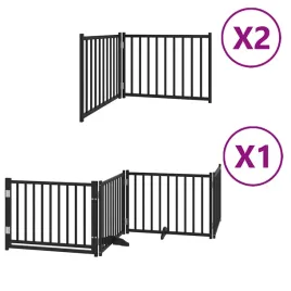 skladana-bramka-dla-psa-z-drzwiami-8-paneli-czarna-640-cm