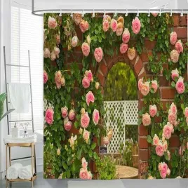 zaslona-prysznicowa-materialowa-antyplesniowa-wzor-roze-180x180cm
