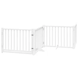 skladana-bramka-dla-psa-z-drzwiami-4-panele-biala-320-cm