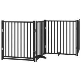 skladana-bramka-dla-psa-z-drzwiami-4-panele-czarna-320-cm