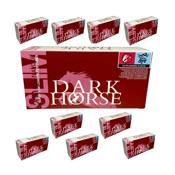 5 x DARK HORSE SUPER SLIM 200 GILZY PAPIEROSOWE cienkie  BIAŁE TUTKI 6,4mm
