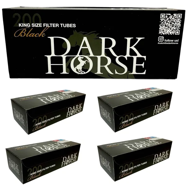 DARK HORSE BLACK GILZY PAPIEROSOWE 5 x 200 szt KING SIZE CZARNE TUTKI 8mm