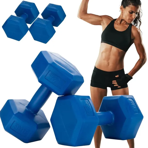Zestaw Hantli Hantle Bitumiczne Ciężarki do Ćwiczeń Fitness Siłownia 2x 4kg