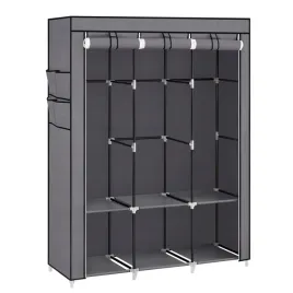 szara-szafa-tekstylna-z-polkami-z-drazkiem-praktyczna