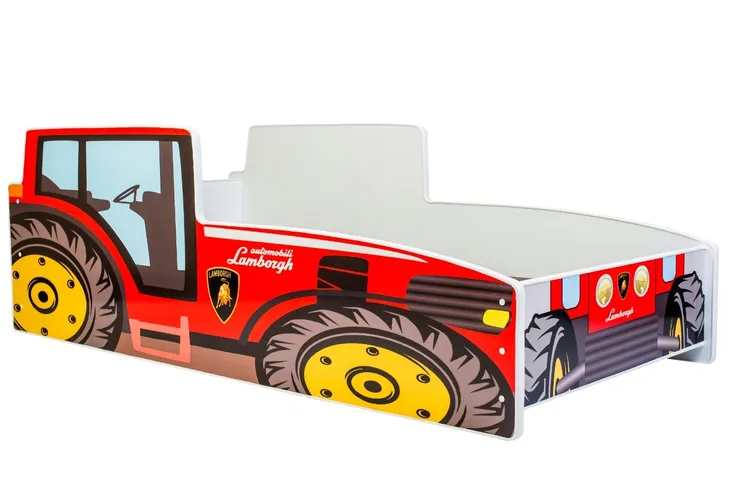 Łóżko pojedyncze Traktor czerwony 160x80 z motywem z materacem