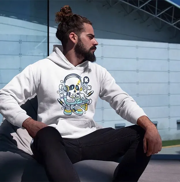 bluza-z-kapturem-animowane-dj-skull-stan-nowy