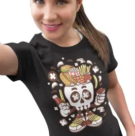 koszulka-damska-animowane-junk-food-skull