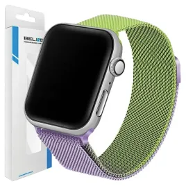 beline-pasek-do-zegarka-apple-watch-stalowy-42-44-45-49mm-zielono-purpurowy