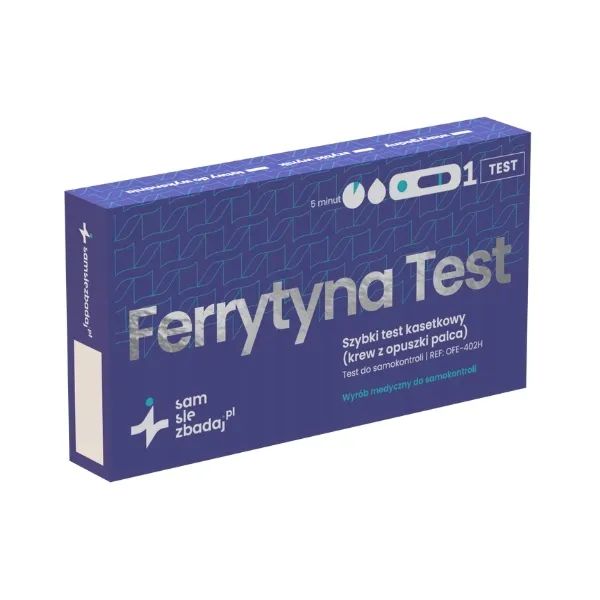 Sam Się Zbadaj FERRYTYNA TEST Szybka ocena niedoboru żelaza W 5 minut 1szt.