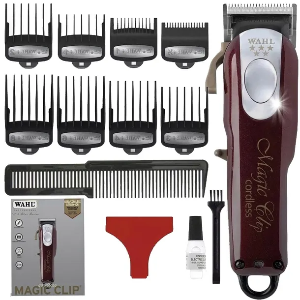 BEZPRZEWODOWA MASZYNKA DO WŁOSÓW WAHL CORDLESS MAGIC CLIP 5 STAR - NASADKI