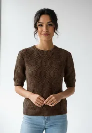 sweter-damski-warkoczowy-z-krotkim-rekawem-i-okraglym-dekoltem-figl-m1261
