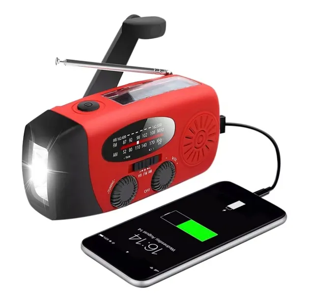 Radio Awaryjne Survivalowe na Korbę Solarne Powerbank Latarka z korbką