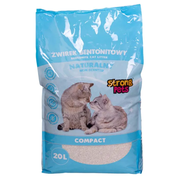 Żwirek Bentonitowy Drobny Strong Pets 20L Biały Zbrylający