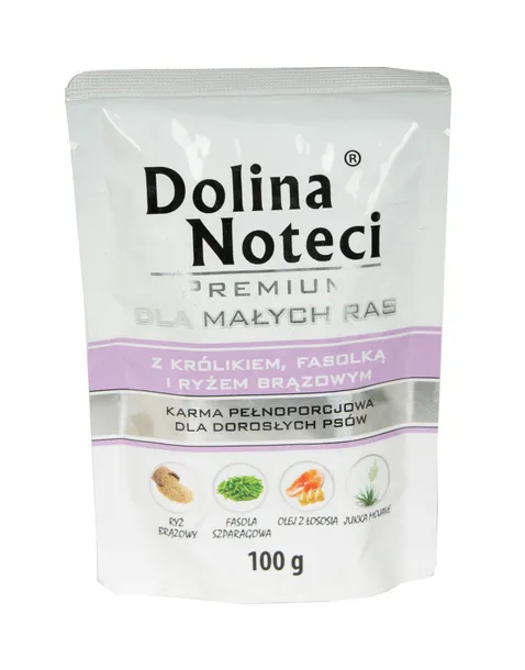 DOLINA NOTECI Premium Małe Rasy Królik Fasolka Ryż Mokra Karma Dla Psa 100g