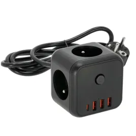 przedluzacz-usb-kostka-3-gniazda-15m-z-uziemieniem-i-wyl-4xusb-czarny